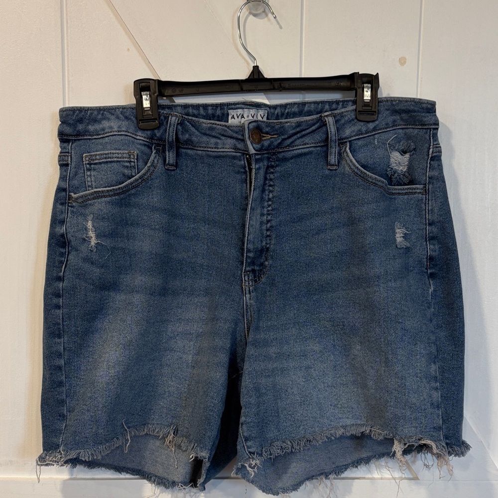 Ava & Viv Distressed Blue Jean Shorts